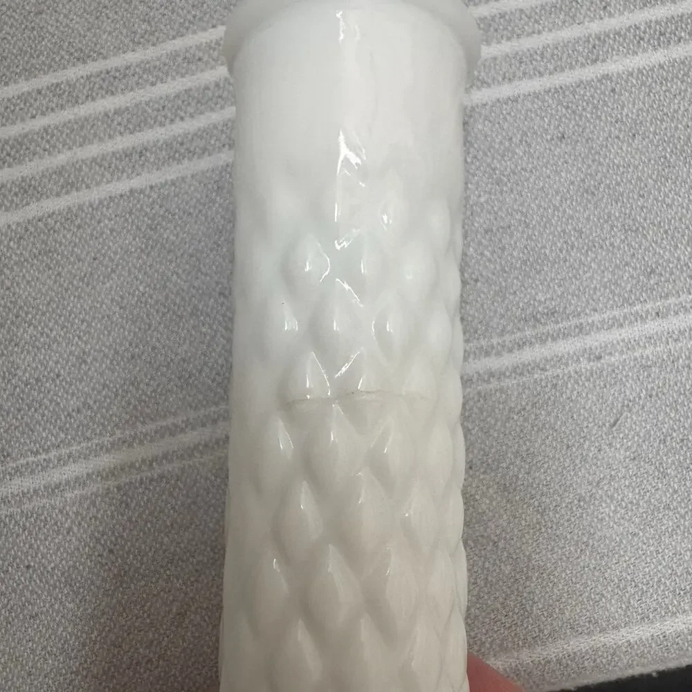 Vintage Hoosier Milk Glass Vase Set Of 2 Quilted Diamond White 6” 4062/9” 4092